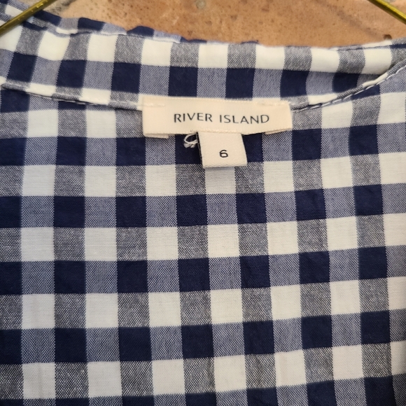 Checkered tie up shirt, Size 6, blue and white - Picture 2 of 3